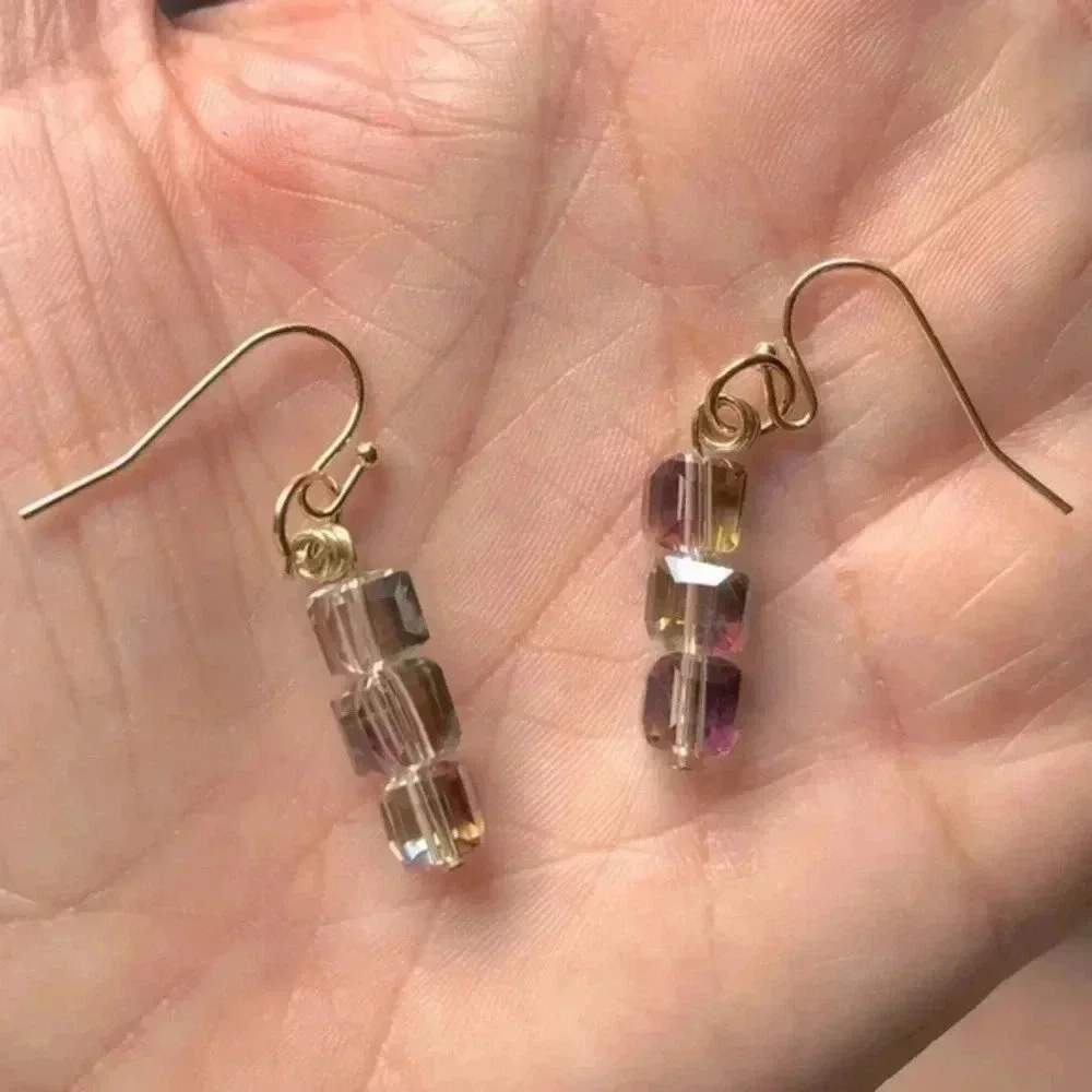 Aurora Borealis Austrian Crystal Earrings NWT